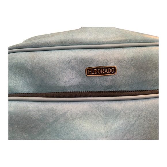 Eldorado  Leather luggage Carry On Blue Shoulder Bag 13x11x7 - Picture 3 of 13